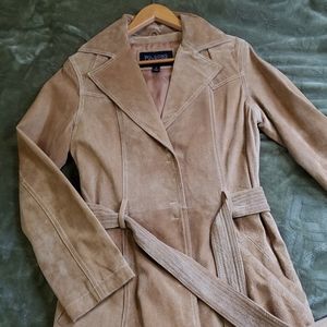 Women's Suede Leather Trench Coat